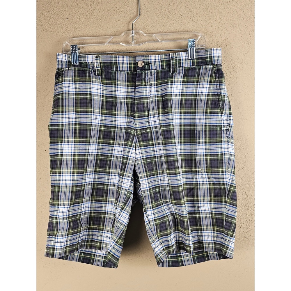 Polo Ralph Lauren Mens Blue Green Plaid Chino Shorts 32